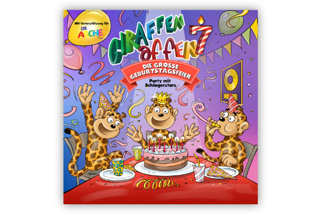 "Giraffenaffen 7 - Die große Geburtstagsfeier (Party mit Schlagerstars)" erscheint am 10. Juni 2022 auf CD und digital im Stream & Download und ist ab sofort vorbestellbar.