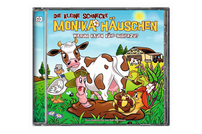 Am 07.05.2021 erscheint die 60. Hörspielfolge aus der Reihe "Die kleine Schnecke Monika Häuschen" mit dem Titel "Warum kauen Kühe immerzu?".