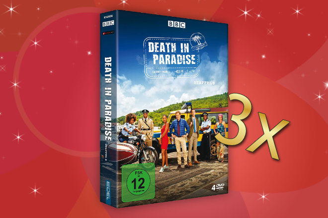 Gewinnen Sie hinter dem 9. Türchen unseres Adventskalender Gewinnspiels eine von 3 DVD-Boxen "Death in Paradise - Staffel 9".