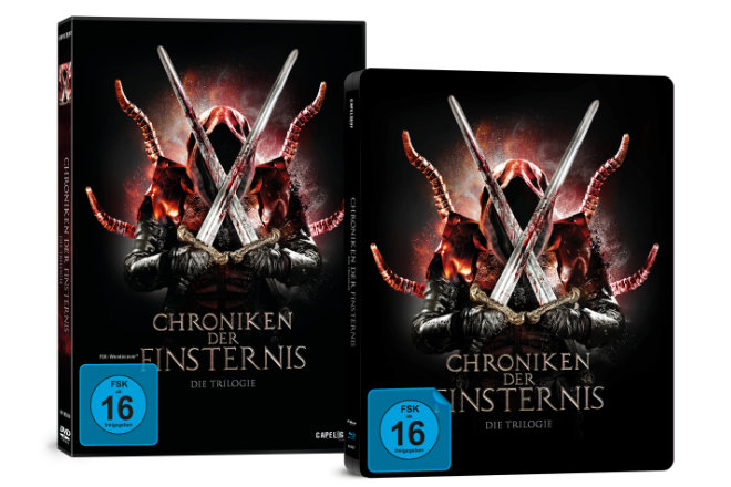 "Chroniken der Finsternis - Die Trilogie" ist ab 05.07.2019 als 3-Disc DVD und als 3-Disc Blu-ray SteelBook im Handel erhältlich.