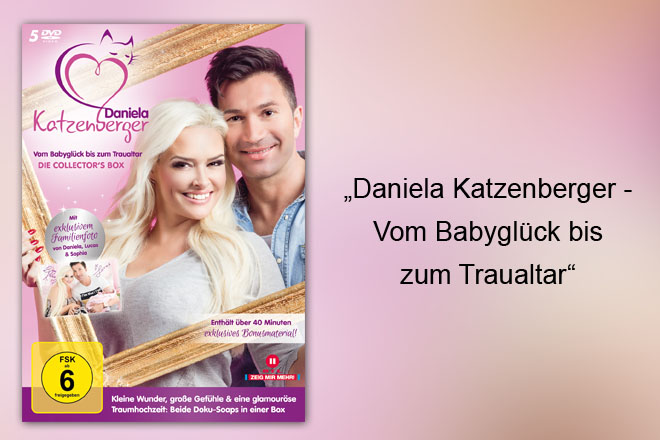 Den ganzen Weg von Daniela Katzenberger und Lucas Cordalis vom Babyglück bis zum Traualtar gibt es ab 04.11.2016 in der DVD-Collector`s Box.