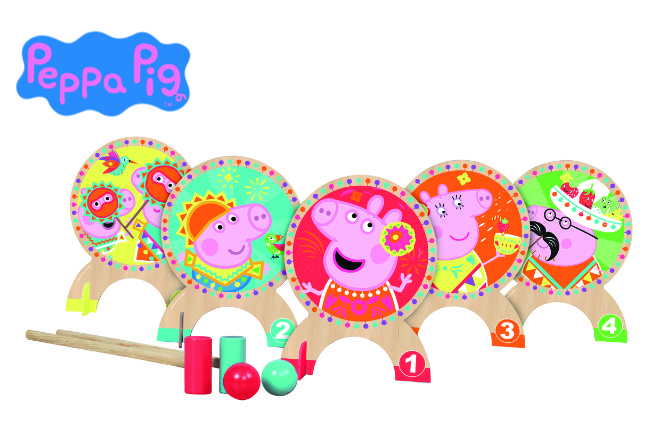 Zur Vorstellung von "Peppas Tipps für kleine Entdecker" verlosen wir 2 Peppa Pig Kinder Krocket Spiel-Sets aus FSC Holz.