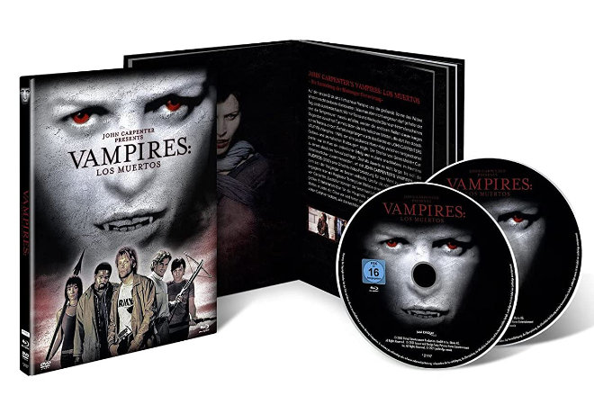 Das limitierte und hochwertige Mediabook "John Carpenter´s VAMPIRES: LOS MUERTOS" enthält die DVD und Blu-ray sowie ein exklusives 20-Seitiges Booklet von dem renommierten Autor Christoph N. Kellerbach.