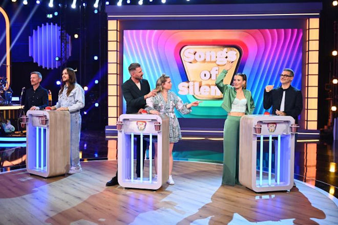 Heute bei "Hast Du Töne?": (v.l.n.r) Michael Kessler und Riccardo Simonetti, Jochen Schropp mit Caroline Frier sowie Jeannine Michaelsen mit Rick Kavanian.
