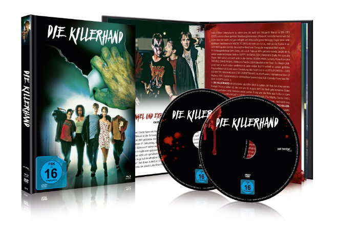 Das limitierte und hochwertige Mediabook der Horrorkomödie "Die Killerhand", welches am 15.10.2021 erscheint, enthält die DVD und Blu-ray sowie ein exklusives 20-Seitiges Booklet von dem renommierten Autor Christoph N. Kellerbach.
