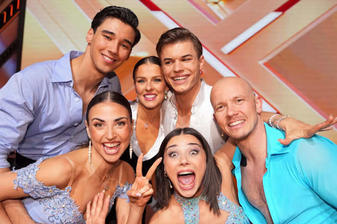 Diese drei Paare stehen im "Let´s Dance"-Finale am 23.05.2025: (v.l.) Diego Pooth mit Ekaterina Leonova, Taliso Engel mit Patricija Ionel und Fabian Hambüchen mit Anastasia Maruster.