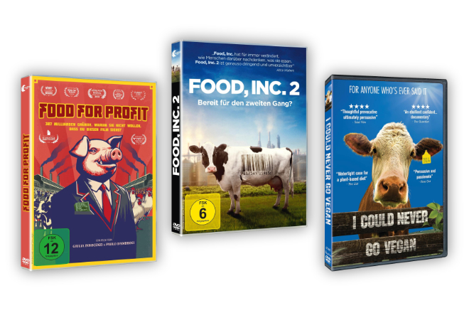 &bdquo;Food for Profit&ldquo;, &bdquo;Food, Inc. 2&ldquo; und &bdquo;I Could Never Go Vegan&ldquo; sind ab 07.05.2026 auf DVD erh&auml;ltlich