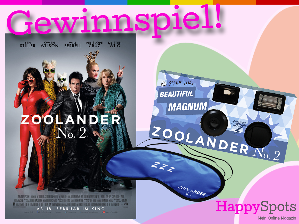 Jetzt bei HappySpots zu gewinnen: "Zoolander No. 2"-Fanpaket mit Kamera, Eye Mask und Poster