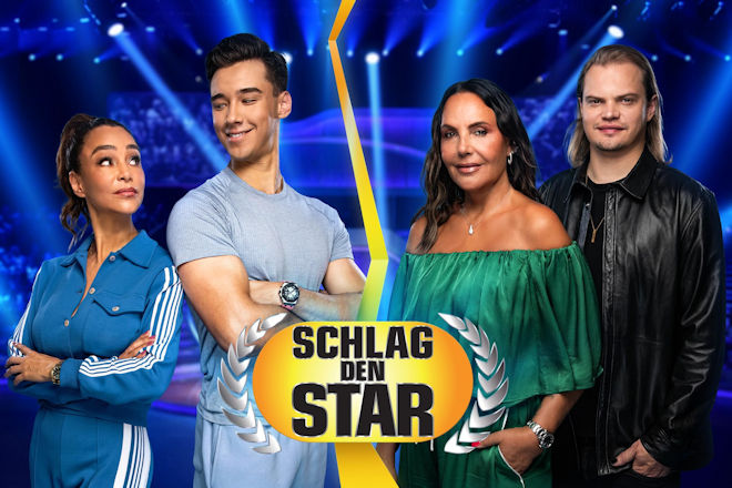 Heute bei "Schlag den Star": (v.l.n.r.) Verona Pooth mit Sohn San Diego Pooth gegen Natascha Ochsenknecht mit Sohn Wilson Gonzalez Ochsenknecht.