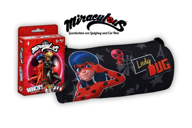 Zum Start der vierten Staffel "Miraculous - Geschichten von Ladybug und Cat Noir" verlosen wir 2 Fanpakete, jeweils bestehend aus Ladybug Federmäppchen und Miraculous Kartenspiel "WHOT! Mau Mau Variante"