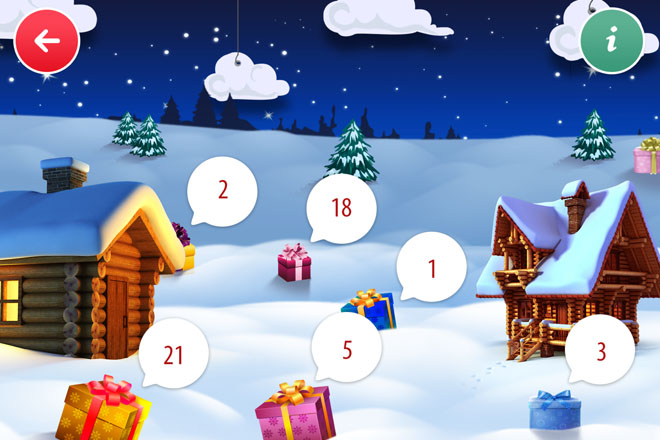Screenshot der Online Adventskalender App der SIMBA DICKIE GROUP.