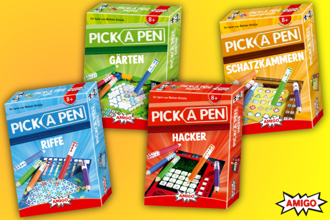 Anlässlich der Vorstellung der innovativen „Pick a Pen“-Reihe von AMIGO Spiele haben wir auch ein kostenloses Gewinnspiel!