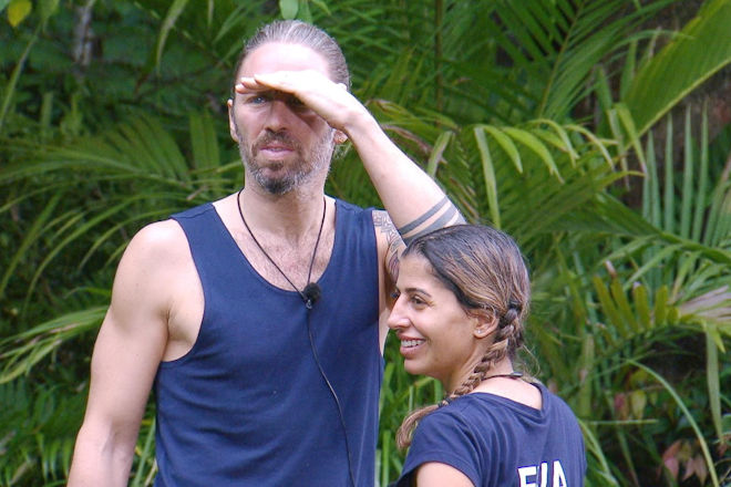 RTL Dschungelcamp 2026: Eva Benetatou und Gil Ofarim treten zur Dschungelpr&uuml;fung "Schwierige Fanggelegenheit" an.