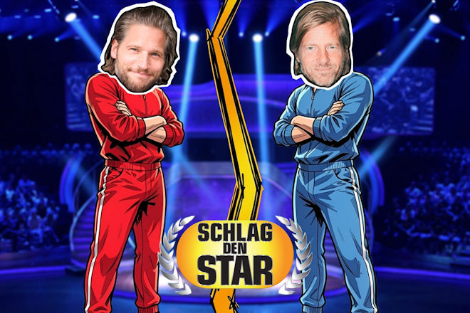 Bergretter Sebastian Str&ouml;bel (l.) fordert heute (11.04.2026) den letzten Bullen Henning Baum (r.) bei "Schlag den Star" heraus.