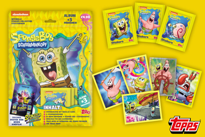 Topps bringt eine neue Stickerkollektion zu SpongeBob in den deutschen Handel.
