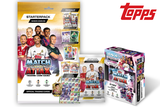 Passend zur Vorstellung der neuen Match Attax Sammelkarten zu den UEFA Club Competitions 2025/26 von topps verlosen wir ein großes Starterpaket!